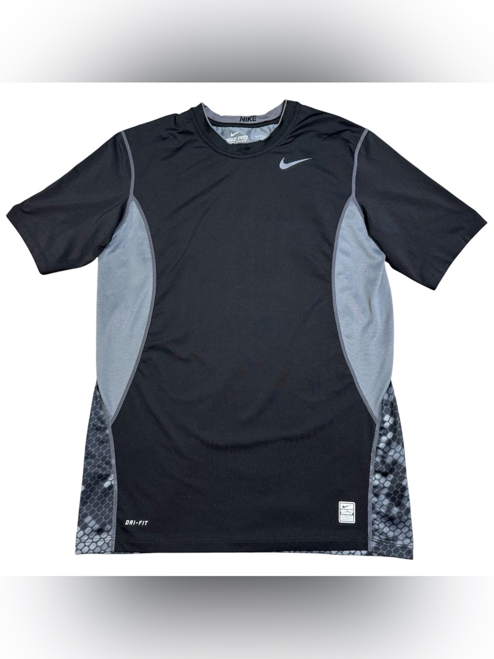 Nike Shirt Mens XL Black Camo Pro Combat Hypercool Dri FIT Fitted Compression